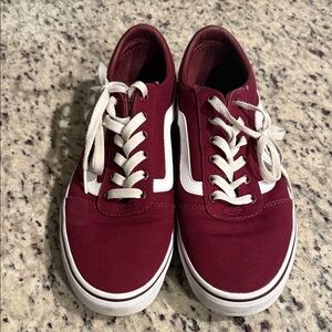 Vans Old Skool Burgundy Canvas Sneakers with White Stripe